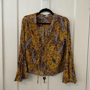 💕 SALE! Paisley Tie Front Top, Boho Floral Blouse